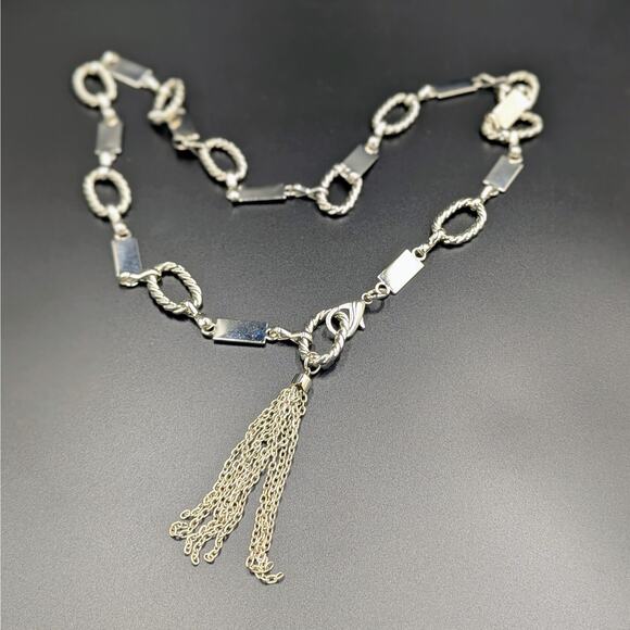 Silver-Tone Rope Link Chain Belt with Tassel Accent – 41 Inches - Picture 1 of 2